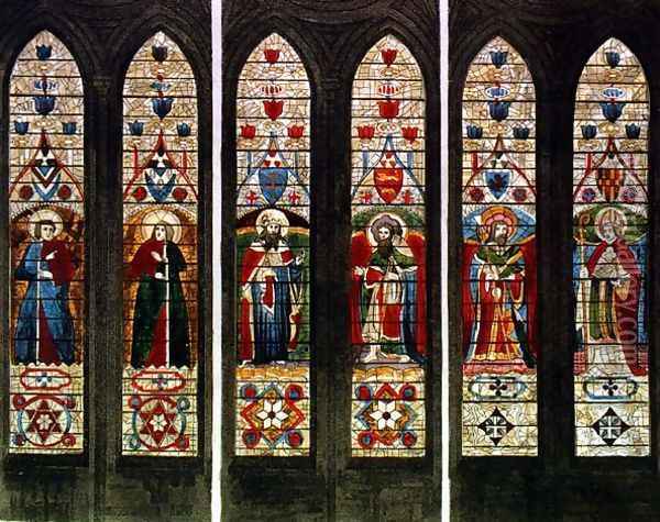 East Windows, plate E from 'Westminster Abbey', engraved by Frederick Christian Lewis (1779-1856) pub. by Rudolph Ackermann (1764-1834) 1812 Oil Painting - White, William Johnstone