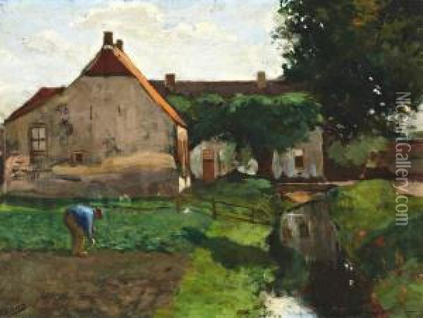 Boer In De Moestuin Oil Painting - Walcheren P.A.V