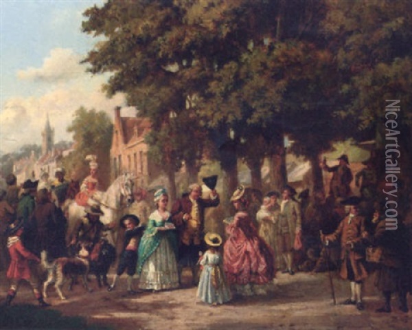 A Village Festival Oil Painting - Jean Jacques Zuidema Broos