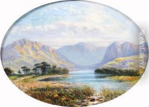 A Mountain Lake Oil Painting - John Atkinson
