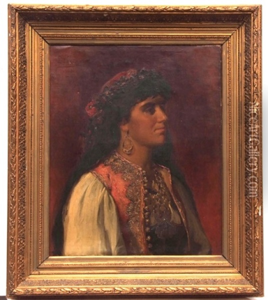 Portrait Of A Bejewelled Middle Eastern Lady Oil Painting - Louis (Lodewijk) Tytgat