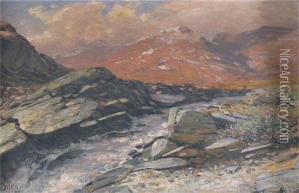 Mountain Landscape Oil Painting - Andreas Edvard Disen