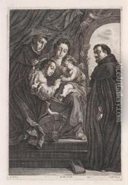 Maria Mit Kind Und Heiligen Oil Painting - Pieter Van Lisebetten