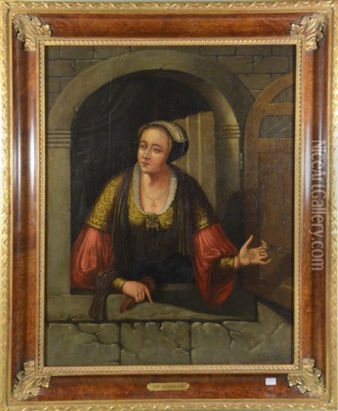 Jeune Femme Noble A La Fenetre Oil Painting - Henri de Braekeleer
