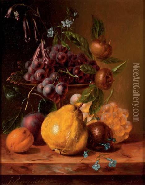 Still Life With Grapes And A Quince Oil Painting - Johannes Jun Reekers