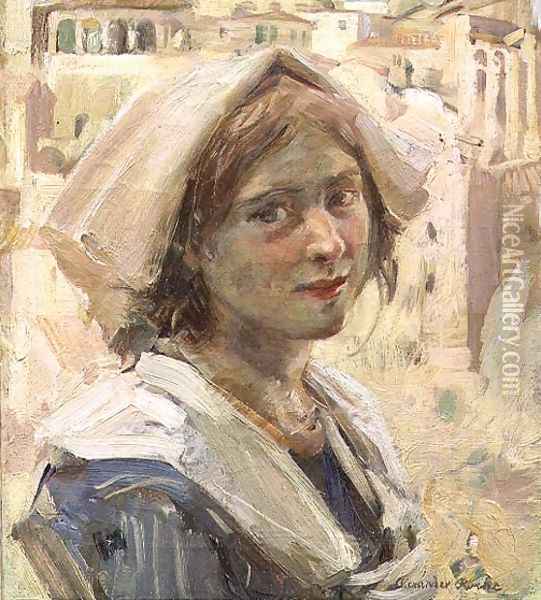 Italian Peasant Girl Oil Painting - Alexander Ignatius Roche