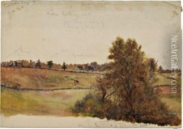 Richard Creal's House, View Looking East Hardin Co. Kentucky Oil Painting - William Aiken Walker