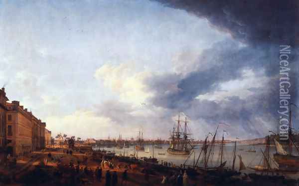 First view of the port of Bordeaux, taking the side of Salinières Oil Painting - Claude-joseph Vernet