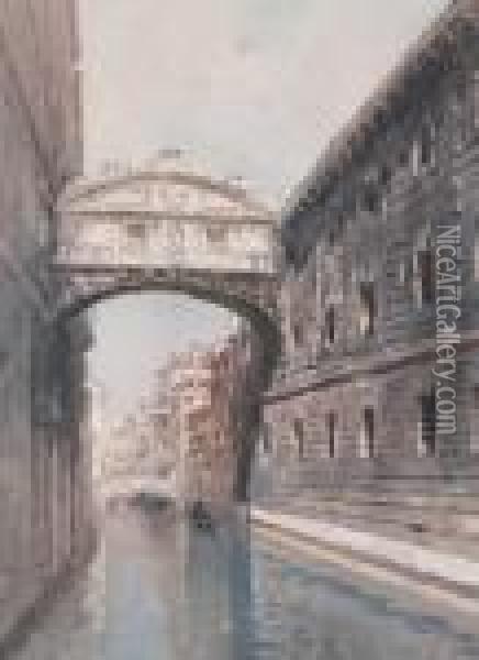 Venezia, Ponte Dei Sospiri Oil Painting - Emanuele Brugnoli