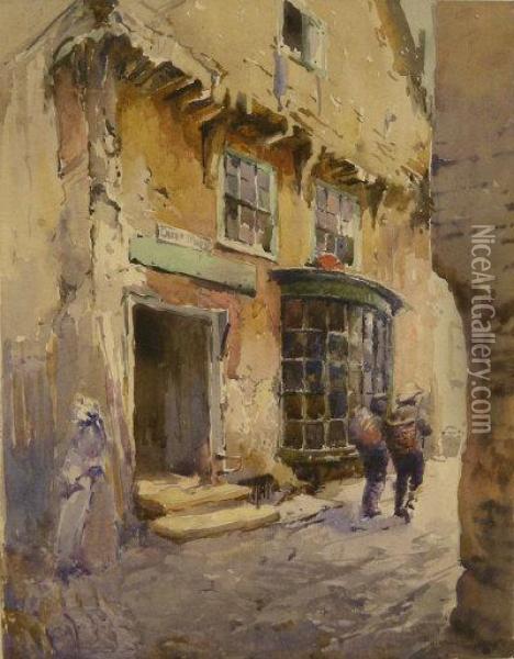 Quay Street Scarborough Oil Painting - Nelson Ethelred Dawson
