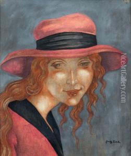Dziewczyna W Rozowym Kapeluszu Oil Painting - Eugene Zak
