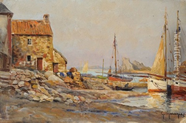 Bateaux Au Port Oil Painting - Georges Philibert Charles Maroniez
