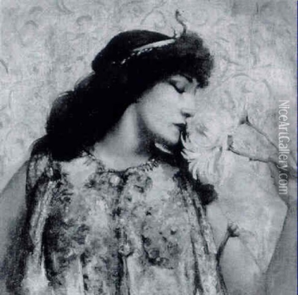 Sarah Bernhardt Dans Le Role De Cleopatre Oil Painting - Georges Antoine Rochegrosse