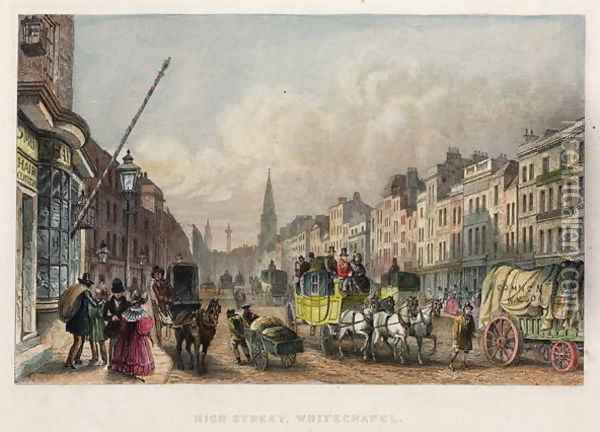 High Street, Whitechapel, from Holmes Great Metropolis by T. Holmes, 1851 Oil Painting - Thomas Hosmer Shepherd