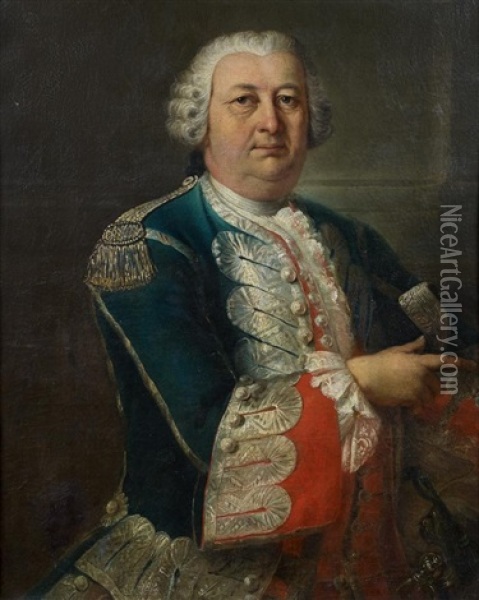 Portrait D'homme Portant L'uniforme Des Gardes Du Corps Du Roi Oil Painting - Louis Gabriel Blanchet