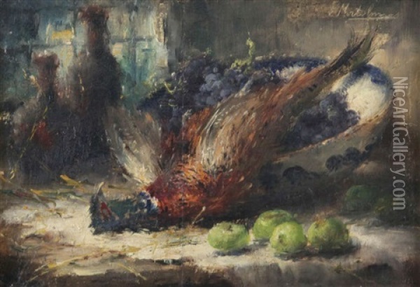 Nature Morte De Cuisine Avec Faisan Oil Painting - Frans Mortelmans
