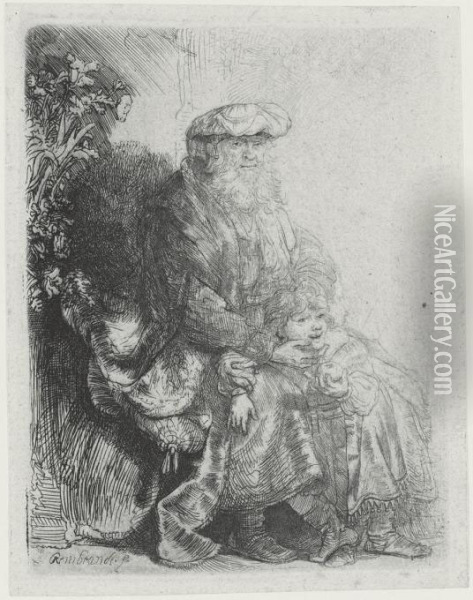 Abraham And Isaac (b., Holl. 33; H. 148; Bb. 37-2) Oil Painting - Rembrandt Van Rijn