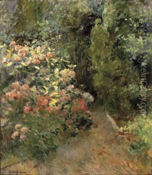 Jardin Con Flores Oil Painting - Eliseo Meifren y Roig