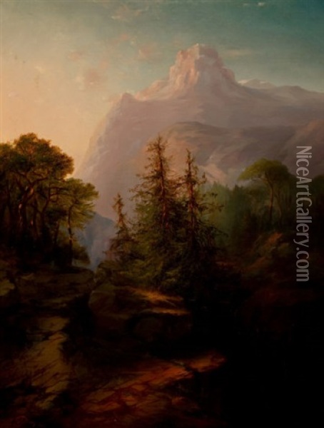 Evening Sun, Mt. Shasta Oil Painting - Gideon Jacques Denny