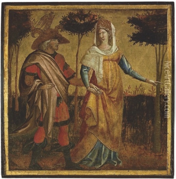 A Nobleman And Lady Oil Painting - Giovanni dal Ponte