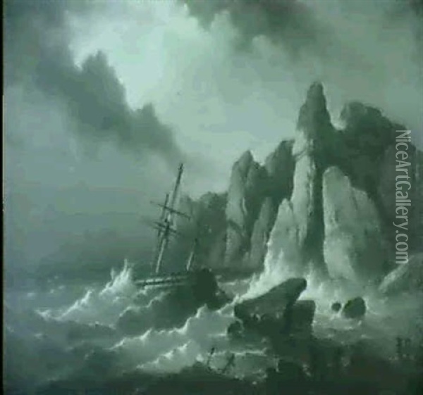 Heroisches Seestuck Oil Painting - Carl Hasch