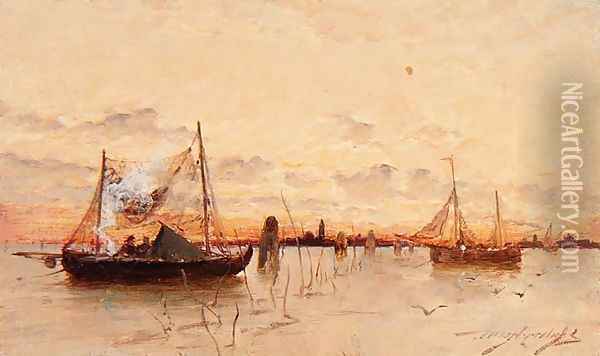 Sunset on the Lagoon Oil Painting - Edward Aubrey Hunt