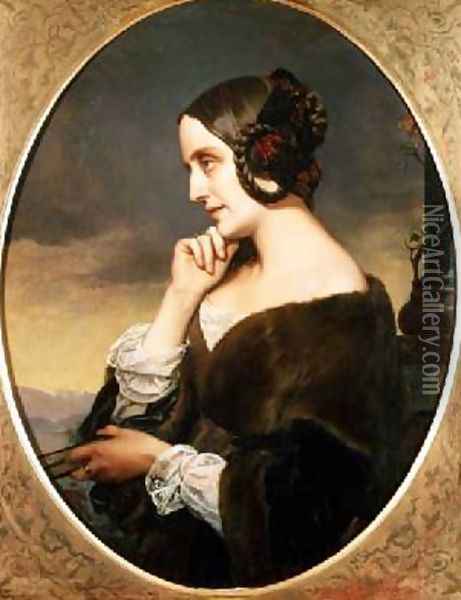 Portrait of the Countess Marie dAgoult 1805-76 Oil Painting - Henri (Karl Ernest Rudolf Heinrich Salem) Lehmann