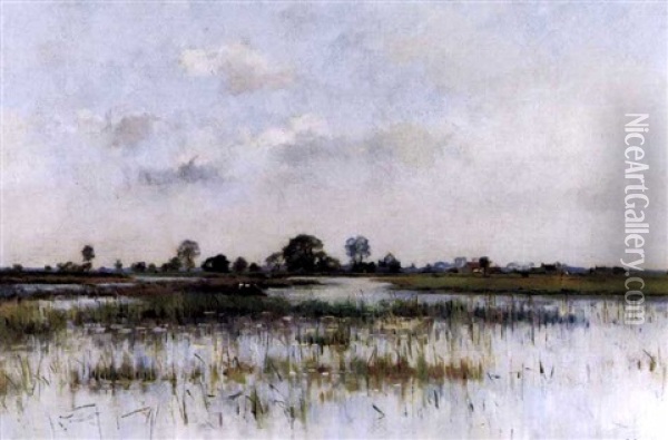 Sumpflandschaft Oil Painting - Pierre Emmanuel Eugene Damoye