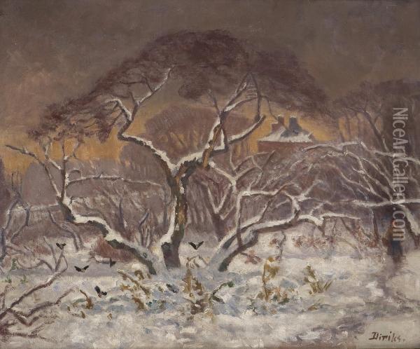 Kvinne I Vinterlandskap Oil Painting - Carl-Edvard Diriks