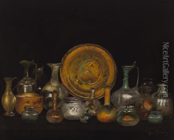 Still Life With Phoenician Glass Oil Painting - Henry Alexander