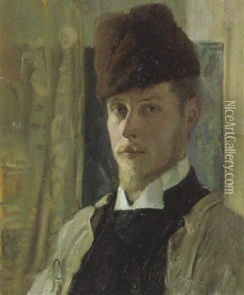 Selbstportrat Oil Painting - Wilhelm Plazotta