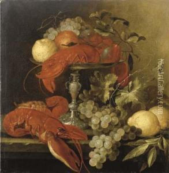 Alzata Con Arance, Limoni E Aragoste Oil Painting - Cornelis De Heem