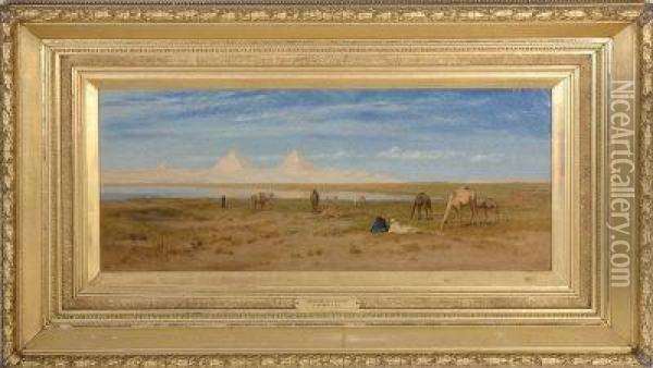 The Bedouins Pasture. Oil Painting - Frederick Goodall