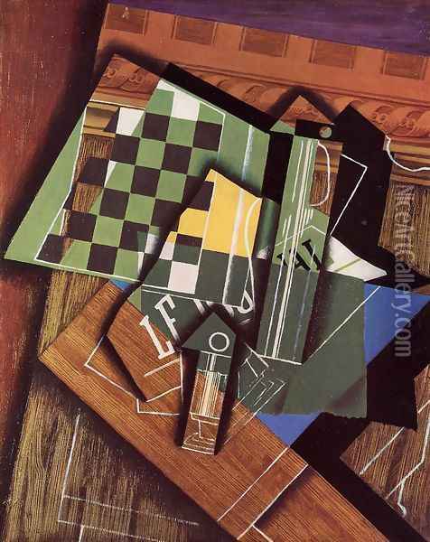 The Checkerboard Oil Painting - Juan Gris