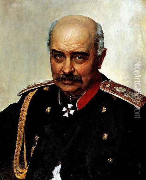 Portrait of general and statesman Mikhail Ivanovich Dragomirov Oil Painting - Ilya Efimovich Efimovich Repin