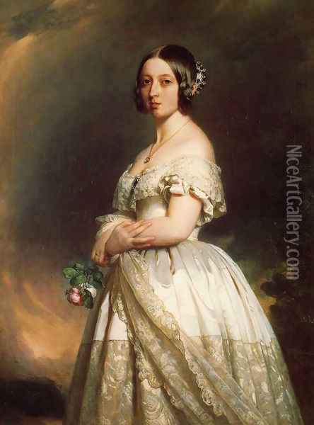 Queen Victoria Oil Painting - Franz Xavier Winterhalter