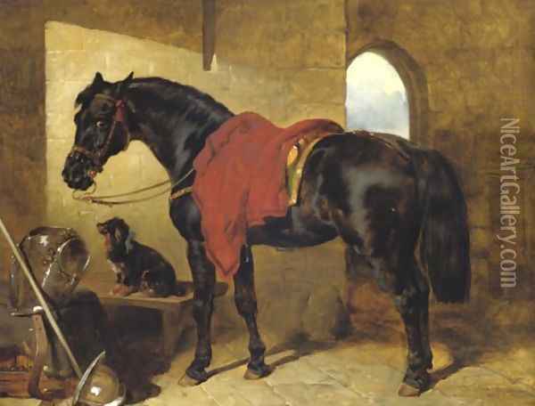 The Cavaliers Charger 1853 Oil Painting - John Frederick Herring Snr