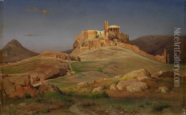 Akropolis In Athen Oil Painting - Ludwig Heinrich Theodor (Louis) Gurlitt