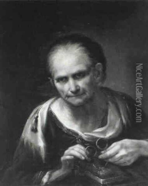 The Lace Maker Oil Painting - Giuseppe Nogari