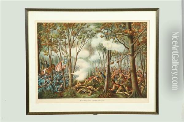 Battle Of Tippecanoe Oil Painting - Kurz & Allison