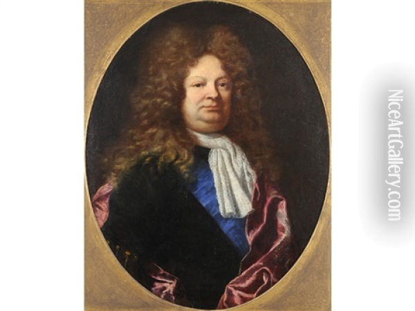 Portrait Of A Gentleman, Identified As Charles Gaspard Dodun, Mmarquis D'herbault (1679-1736), French Statesman And Minister Of Finance Oil Painting - Joseph Vivien