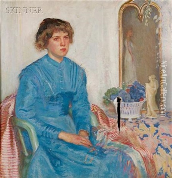Girl In Blue (or The Little Deaf Girl) Oil Painting - Frederick Andrew Bosley