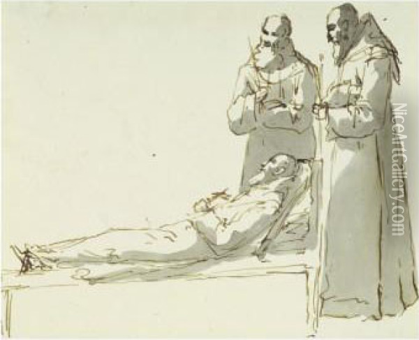 Veillee Funeraire D'un Franciscain Oil Painting - Francois-Marius Granet