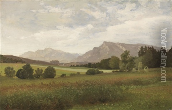 Blick Auf Salzburg Und Die Berge, Von Maria Plain Aus Gesehen Oil Painting - Johann Valentin Ruths