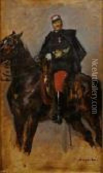 Militaire A Cheval Oil Painting - Ferdinand Victor Leon Roybet