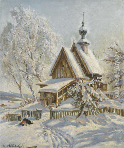 The Church Oil Painting - Constantin Alexandr. Westchiloff