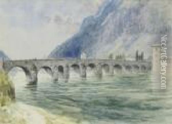 The Old Bridge Oil Painting - John MacWhirter
