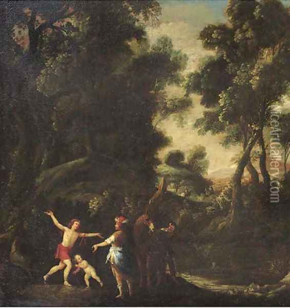 A mythological scene in a wooded landscape Oil Painting - Flemish School
