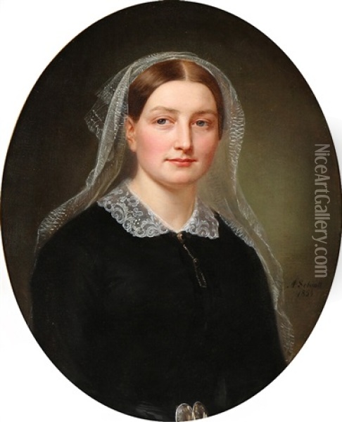 Portrait Of A Lady Oil Painting - August Heinrich Georg Schiott