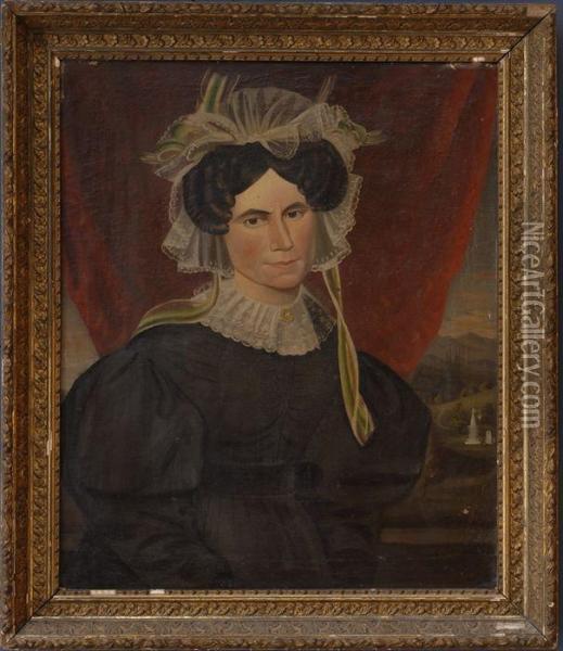 Portrait Of A Lady Oil Painting - Erastus Salisbury Field